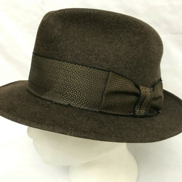 Vintage Royal Stetson Fedora Fur Felt Hat Small Size 6 1/2 Costume Prop - Picture 2 of 7